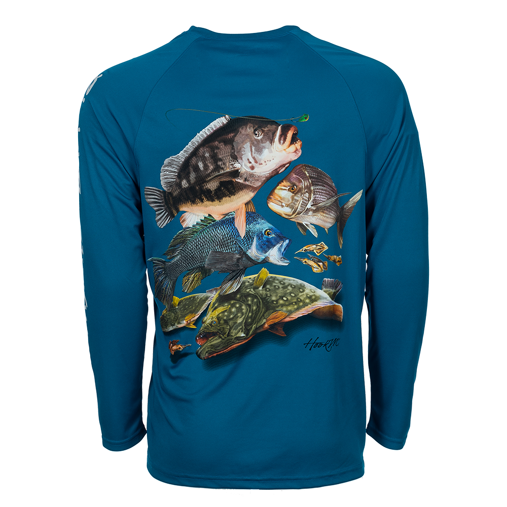 Bimini Bay Outfitters Hook M' Men's Long Sleeve Shirt - Reef and Wreck  Species