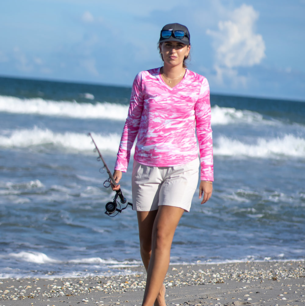 Women's Waves Long Sleeve V-Neck